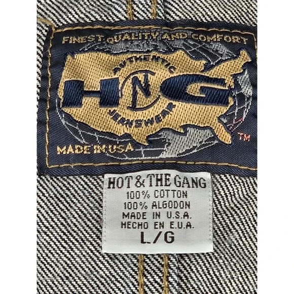 Vintage Hot & The Gang Blue Denim Overalls Jumpsuit Adult Large Made in USA - Picture 7 of 7